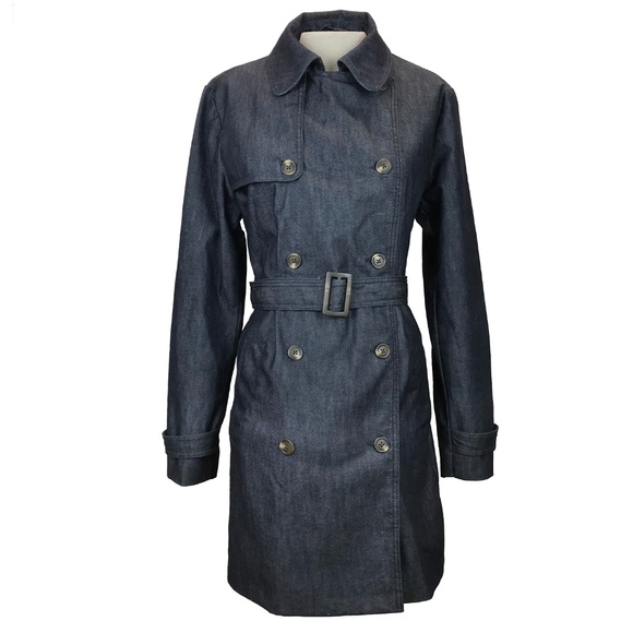 GAP Jackets & Blazers - Gap Blue Denim Belted Trench Coat L